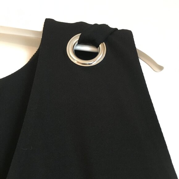 NWT Carmen Marc Valvo Black Grommet Shoulder Tie Hem Tank Top - Picture 4 of 15